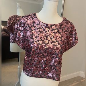 Forever 21 Sequin Crop Top with Tie Back